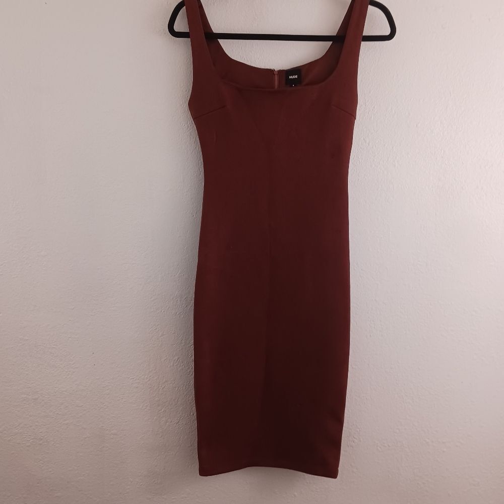 Nude sleeveles bodycon suede feeling dress  size S